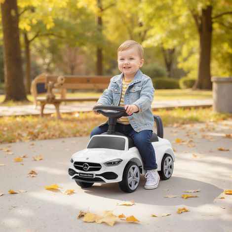 Mercedes-Benz C-Class Rutschauto mit Hupe, Motorgeräuschen, Stauraum, für Kinder 18-36 Monate, Weiß
