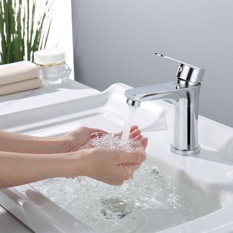 Robinet de Lavabo Mitigeur Chromé en Acier Inox pour Salle de Bain - Eau Chaude et Froide (1/5)