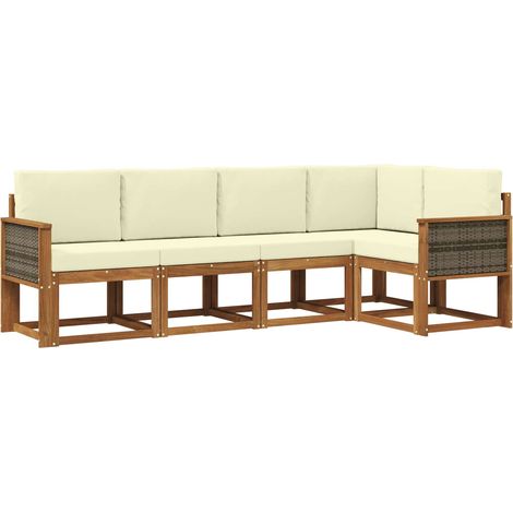 Outdoor Sofa Set 5 pcs Natural and Cream Polyester vidaXL (1/5)
