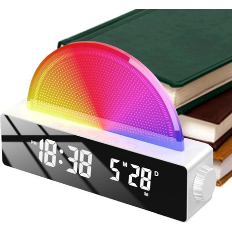 Sonnenaufgangs-Simulationswecker – Intelligenter elektronischer Wecker – Fürs Schlafzimmer – Mehrfarbiges Display für Tiefschläfer