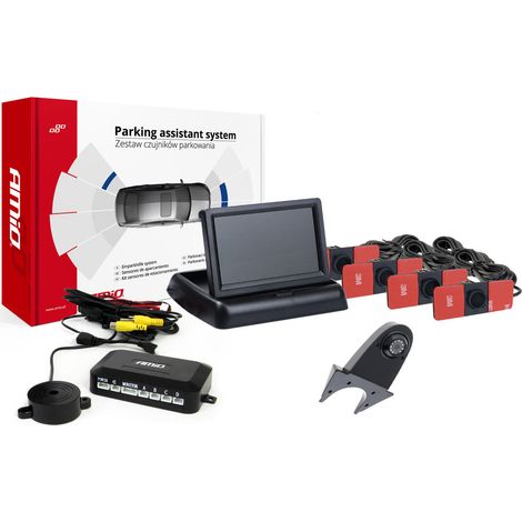 Kit de capteurs de stationnement TFT02 4,3" avec caméra HD-502-IR et 4 capteurs internes noirs