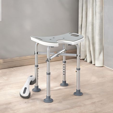 Tabouret de douche aluminium hauteur réglable 39-51,5 cm gris (1/5)