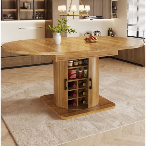 MEUBLIV Tavolo da pranzo estensibile 118x118 cm marrone scuro con vano contenitore (1/5)
