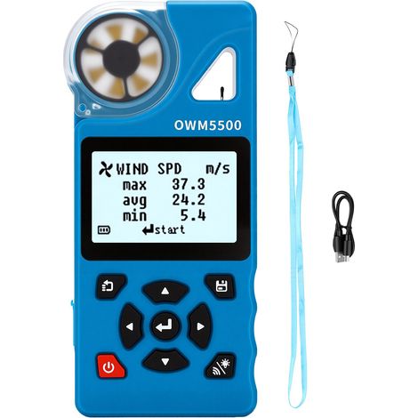 Digitales Anemometer mit 7 Messfunktionen: Luftstrom, Fernsteuerung per App, Speicherung von 8.000 Messwerten, automatische Abschaltung, Geschwindigkeit, Temperatur, Luftfeuchtigkeit. Ideal zum Segeln (1/5)
