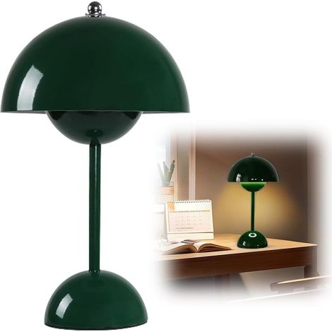 Lampe Champignon Portable Graduable, Lampe de Table Tactile 3 Modes Luminosité, Lampe Chevet Rétro Vert Foncé - AUTRES (1/5)