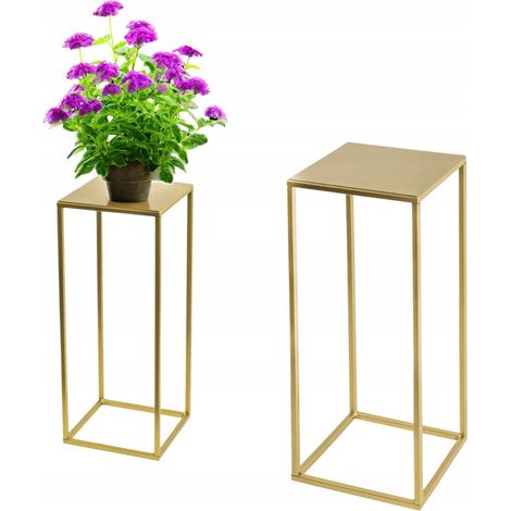 Soporte de metal para plantas de estilo loft, color dorado, diseño moderno, Evron S, 19x19x47 (1/5)