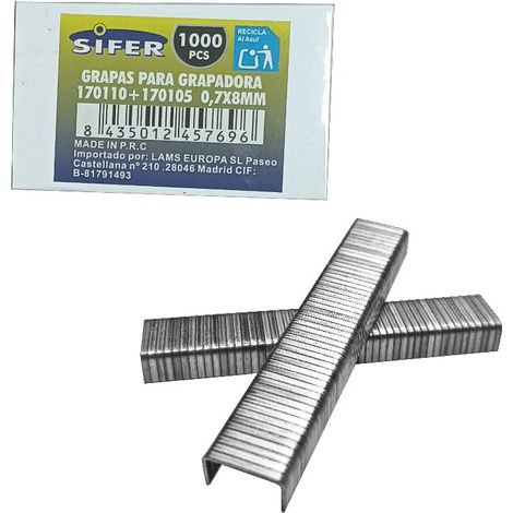 Grapas para Grapadora SIFER 07x8mm - Caja de 1000 Piezas