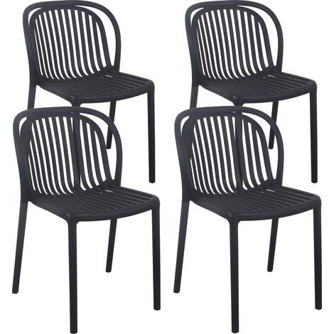Lot de 4 chaises de terrasse en plastique noir