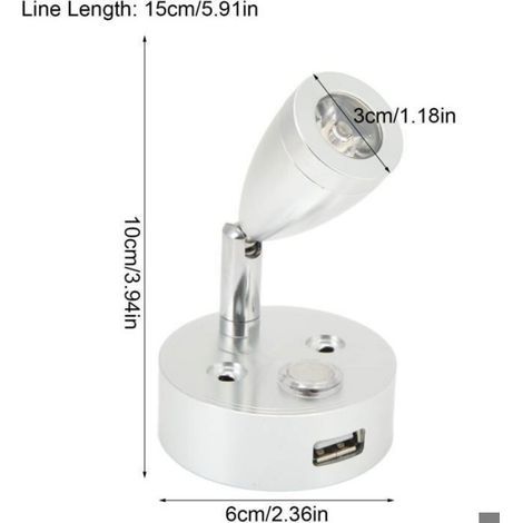 Lampe Liseuse - 10 V à 30 V - 3000 K - Blanc Chaud - Pour Bateau Camping-Car Remorque - Lampe À Poser - 1 Pièce (1/4)