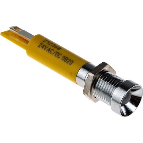 Voyant LED lumineux  Jaune RS PRO, dia. 8mm, 24V c.c. ( Prix pour 1 )