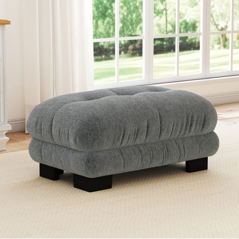 Ottomana Paris in ciniglia grigia, effetto nuvola, 112 x 68 x 52 cm, OKWISH (1/5)