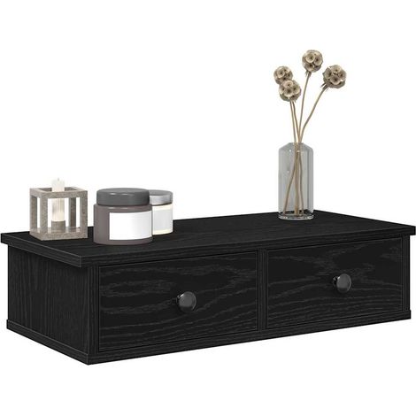 Wall Shelf with Drawers Black 60x28x15 cm Engineered Wood vidaXL