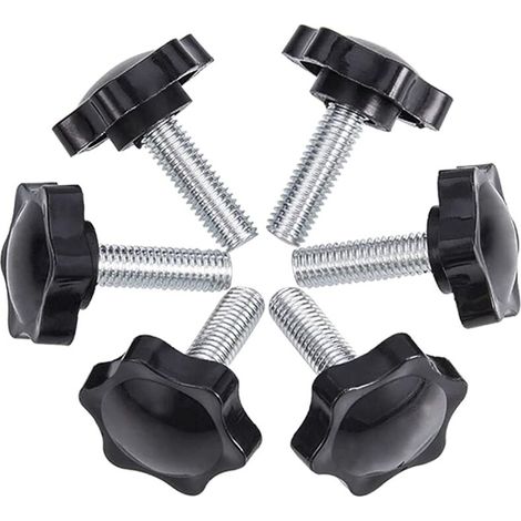 RHG Paquet de 6 vis à oreilles M8  50  44 Vis à oreilles Bouton étoile en plastique moleté Clips à vis à oreilles