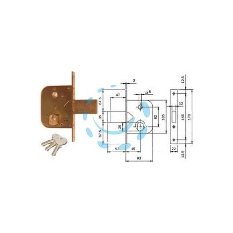 SERRATURA DA INFILARE PER CANCELLI CON QUADRO CATEN. PROL. E SCR. 600 - mm.45 (600450)
