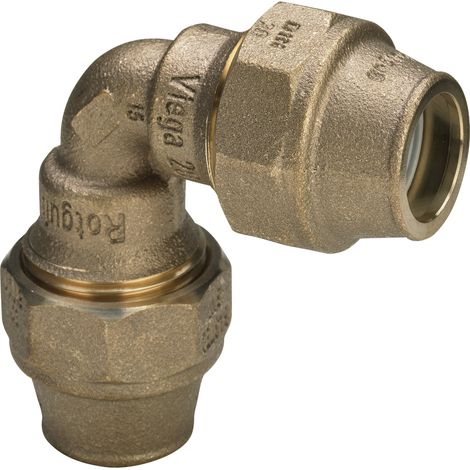 Viega Maxiplex raccord d&39angle 362201 Ø 25 mm, 90 degrés, bronze, avec raccord à vis