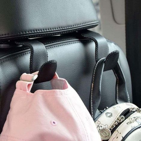Crochet universel pour voiture, crochet pour appui-tête de siège arrière, en microfibre et acier inoxydable, convient(noir). (1/3)