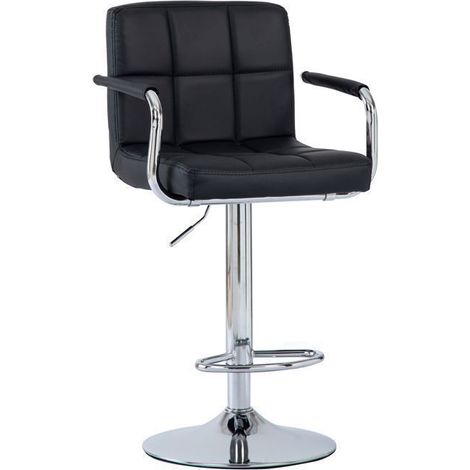 Barhocker - Sevencomfort - Sitz aus Kunstleder - Höhenverstellbar und drehbar, Metallfuß - Tragfähigkeit 150KG - Schwarz
