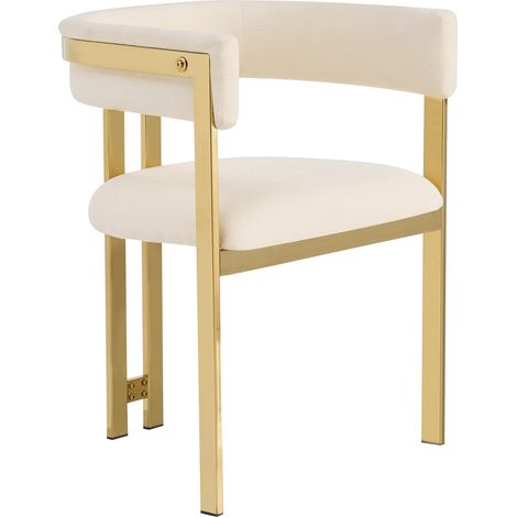 Set di 6 sedie da pranzo in chenille beige con gambe in metallo dorato 60x50x76 cm MODENUIT (1/5)