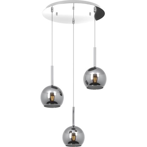 Sospensione Contemp. Rosone Tondo Future Met. Cromo Vetro Cromo 3 Luci E27 D42Cm