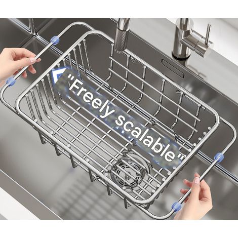 Spülbecken-Abtropfsieb – Geschirrkorb aus Edelstahl – Gemüsespülbecken – Ausziehbar – Küchenaufbewahrungsregal – Geschirrorganizer – Küchenutensilien (1/2)