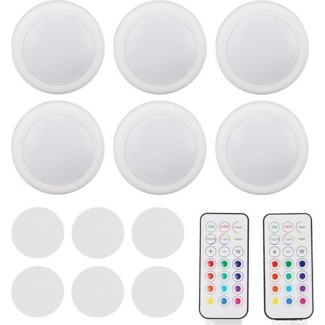 13-color illuminated round light, 2 control modes, warm light, battery operated, with remote control, for kitchen cabinets (1/5)