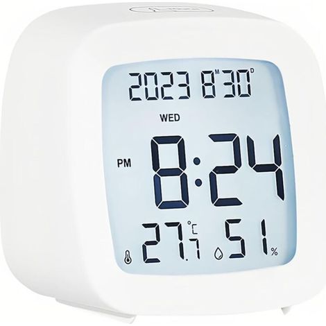 Réveil numérique avec température et humidité, enregistrement max/mixage 12/24 heures, calendrier hebdomadaire, bouton tactile, pour la maison, le bureau, les étudiants (1/5)