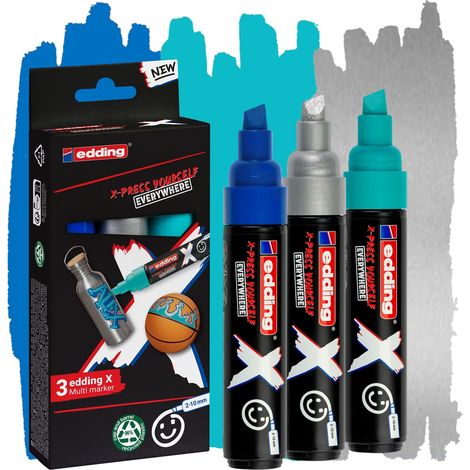 Edding 6900 X Multimarker marcador permanente Punta de cincel Azul, Plata, Turquesa 3 pieza(s)