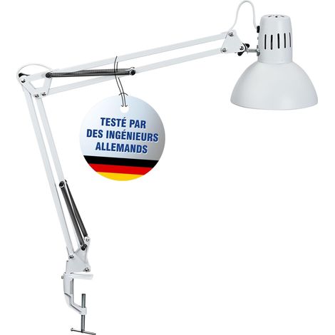 lampe de bureau en métal Lampe LED Lampe à pince flexible pour le bureau, le salon et l'atelier éclairage à LED Sans ampoule Blanc (1/5)