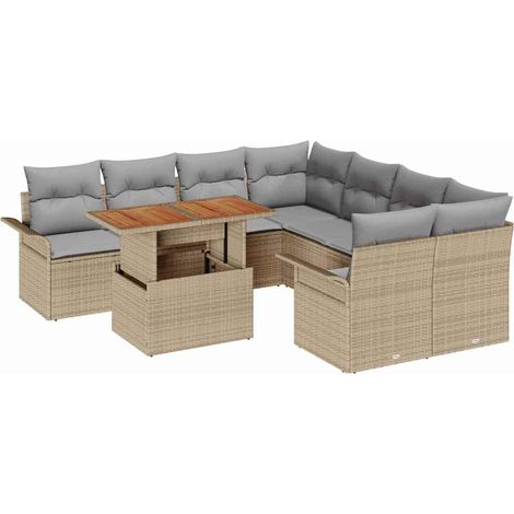 Maison Exclusive - Garten-Sofa-Set mit Kissen Beige und Hellgrau