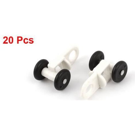 Crochet pour rail de rideau 20pcs 0,5" Dia Glisseur Roulette Rideaux Coulissant Fenêtre Voilage Galet plast. noir blanc (1/2)