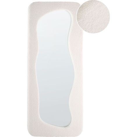 Beliani Wall Mirror Off-White Fabric Minimalist Modern Hanging Decorative White, Rectangular, Does Not Require Assembly, 70 x 5 x 170 cm QUIMPER (1/5)