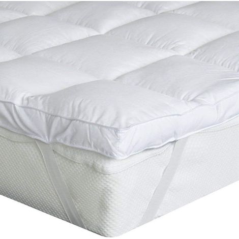 Mattress Topper 180 x 200 cm Breathable Microfibre, Ultra-Soft and Quiet, Machine Washable, White (1/5)