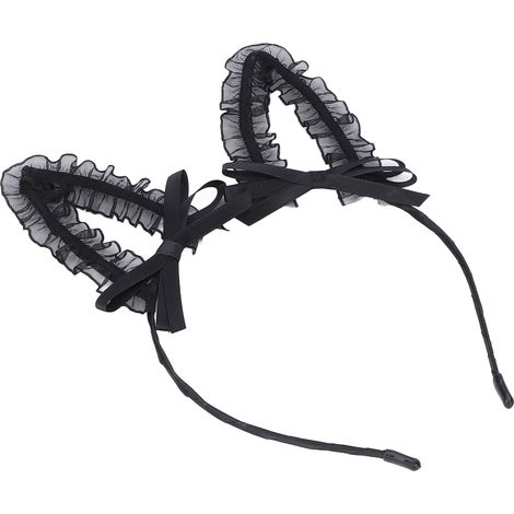 Noeud Papillon Bandeau Cheveux Femme Fille Dentelle, Serre-tête Mignon Déco Fête Halloween Cosplay, Accessoire Coiffure Élastique (1/5)