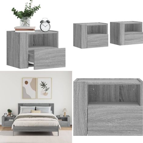 Wand-Nachttische 2 Stk. Grau Sonoma 45x30x35 cm - Wand-Nachttisch - Holzwerkstoff Möbel - Grau Nachttisch - Wohnraum Einrichtung - Schlafzimmer Dekoration - Home & Living (1/5)