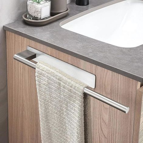 Toallero de baño – Toallero de acero inoxidable para montaje en pared sin necesidad de taladrar – 39 cm – Negro (1/5)