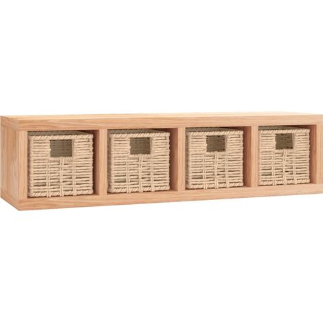 Étagère murale,Étagère flottante avec paniers 62x18x16 cm Bois massif de noyer CFW48801 (1/5)