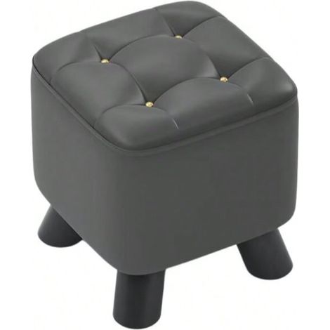 Pouf de Rangement, Tabouret rembourré Carré, pour Salon, Optique Lin, Repose-Pieds,28 x 25 cm,Gris Foncé