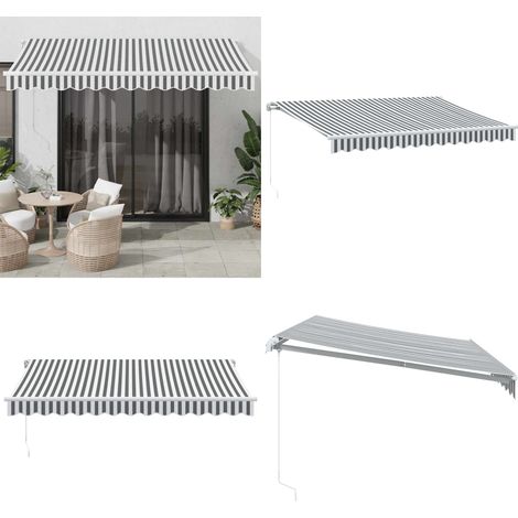 Auvent manuel rétractable anthracite et blanc 350x250 cm - Auvent rétractable - Auvent anthracite (1/5)