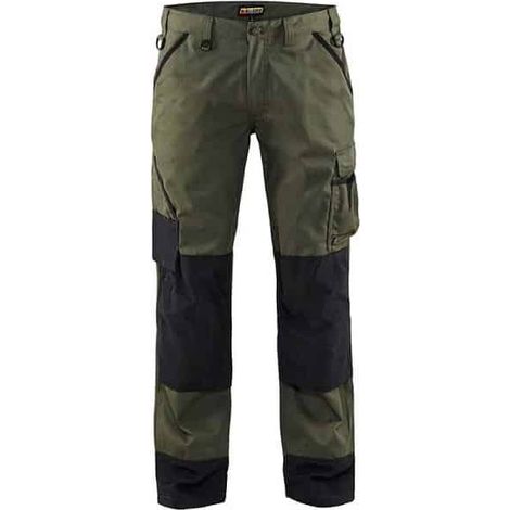 Pantalon de travail pour paysagiste 1454 - Vert armée/Noir M - FR(42) - SE(C48) - Courtes (1/2)