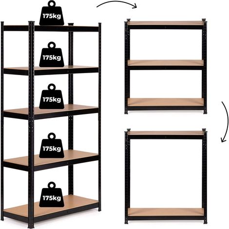 Estanteria metalica de 180x90x40 cm para garaje o sotano 5 baldas capacidad de 875 kg modernhome (1/5)