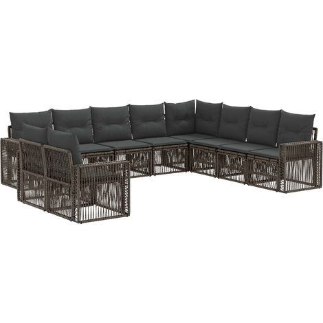 Gartensofa-set 10 pcs Grau und Dunkelgrau Poly-Rattan vidaXL