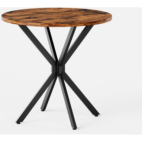 Runder Esstisch Ø80 cm im Industrial-Stil mit X-Beinen, Schwarz/Braun (1/5)