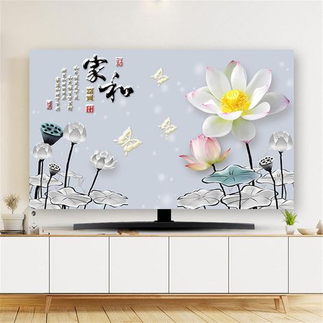 TV Cover, 3D Lotus Flower Pattern, Protective Television Cover, TV Screen Protector, Dustproof TV Cover (32 inch, Butterfly A) (1/5)