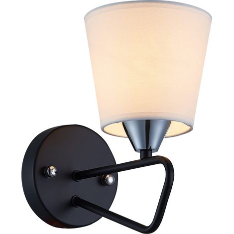 Applique Candellux Morley nera con paralume bianco E14 (1/2)