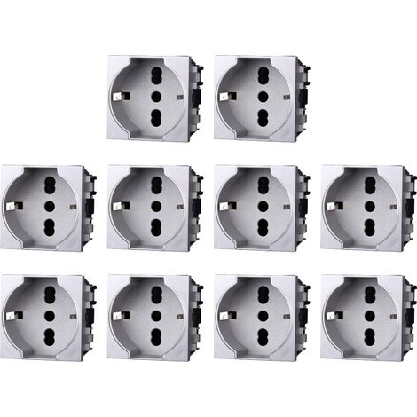 gloca Prese Schuko 2P+T 16A Compatibili Living (10, Grigio) (1/4)