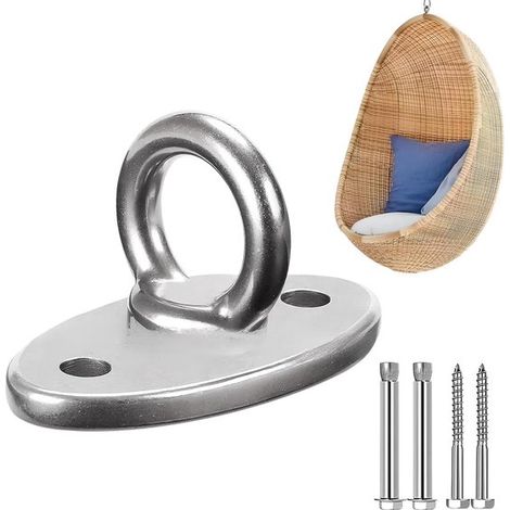 Placas de ojo de acero inoxidable M8 para suspensión de alta resistencia - Gancho de techo con tornillos para hamaca, columpio y saco de boxeo (1/5)