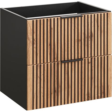 Mueble bajo lavabo 60cm Gaia Madera y Negro (1/4)