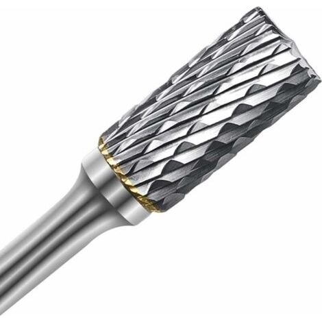 1Pc Fraises rotatives Double Coupe Rotatives Carbure de Tungstène Die Grinder Bit 6mm Tige 12mm Tête Cylindrique de Gravure Rotatif Burres Pour Travail du Bois, Métal Polissage, Gravure-A-Karteo (1/5)