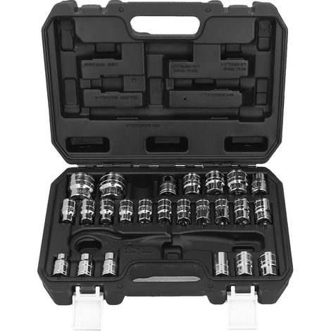 Coffret 33 douilles à cliquet, acier haute résistance, anti-corrosion, étui de rangement, outillage automobile, jeu de douilles professionnel (1/5)