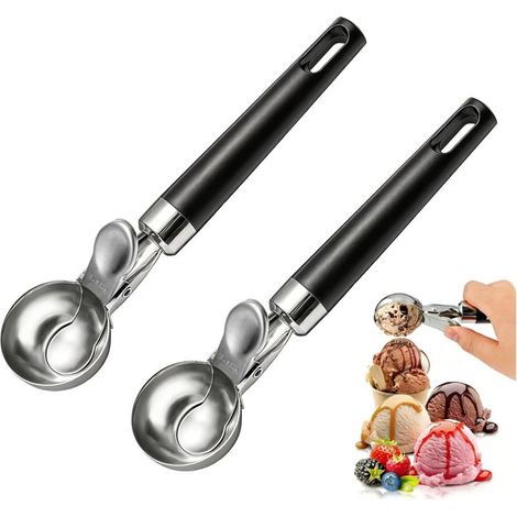 Lot de 2 cuillères à glace professionnelles en acier inoxydable 4 (1/5)